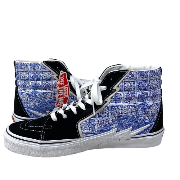 VANS Sk8-Hi Bolt Shoes Men's Black Blue Suede Canvas Sneakers Skate VN0A5JIVBLK - Picture 4 of 8
